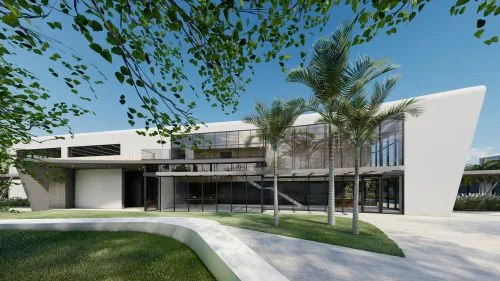 rendering of The Hub's courtyard area